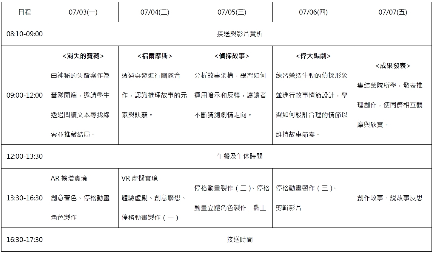 【2023清華推廣夏季營隊】創意寫作X數位媒體_課表